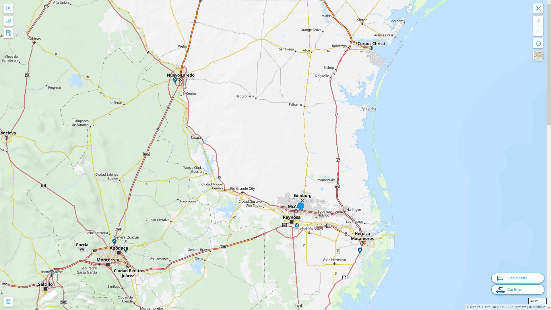 Pharr Texas Highway and Road Map